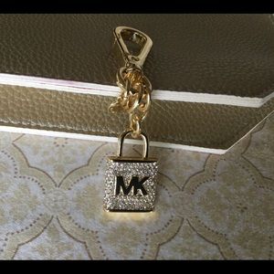 Michael Kors Pave Lock Key Ring/Bag Charm, Gold.